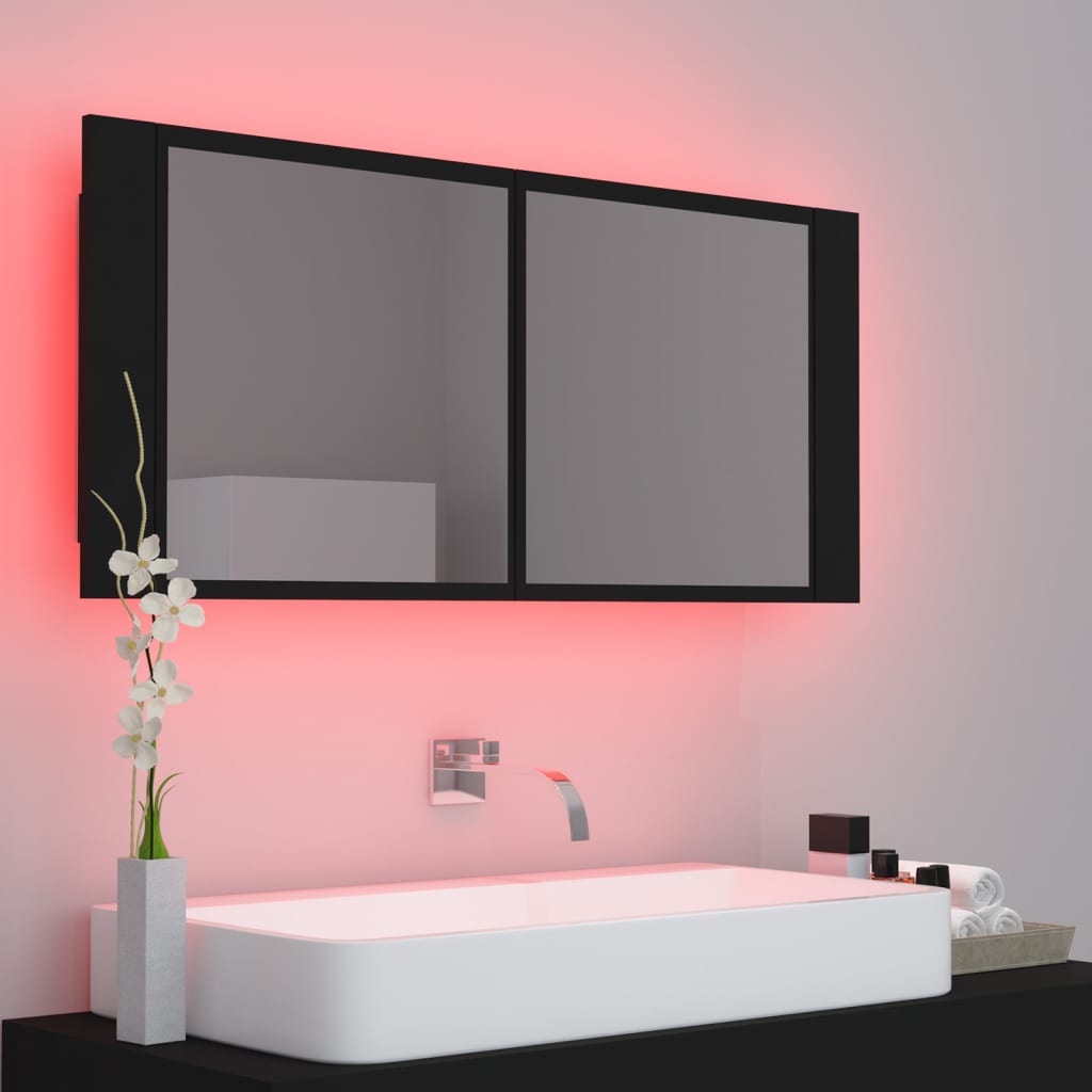 LED Bathroom Mirror Cabinet Black 100x12x45 cm Acrylic - Bend