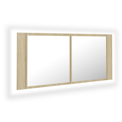 LED Bathroom Mirror Cabinet Sonoma Oak 100x12x45 cm Acrylic