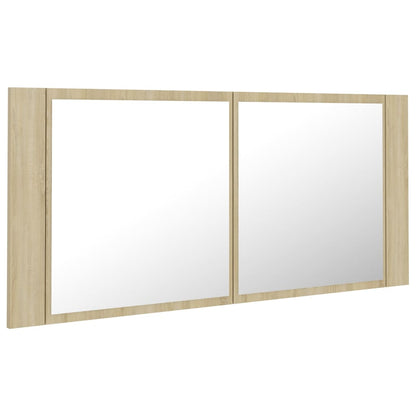 LED Bathroom Mirror Cabinet Sonoma Oak 100x12x45 cm Acrylic