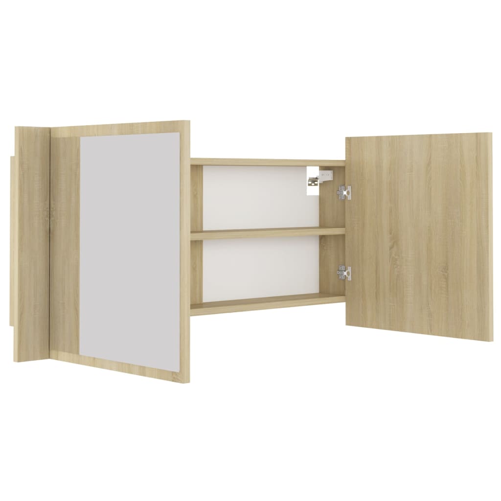 LED Bathroom Mirror Cabinet Sonoma Oak 100x12x45 cm Acrylic