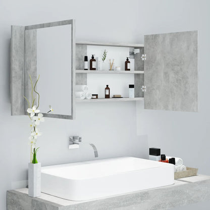 LED Bathroom Mirror Cabinet Concrete Grey 100x12x45 cm Acrylic - Bend