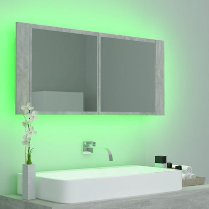 LED Bathroom Mirror Cabinet Concrete Grey 100x12x45 cm Acrylic - Bend