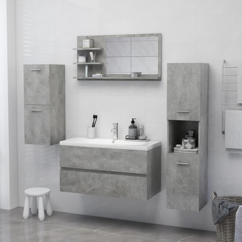 Bathroom Mirror Concrete Grey 90x10.5x45 cm Engineered Wood - Bend