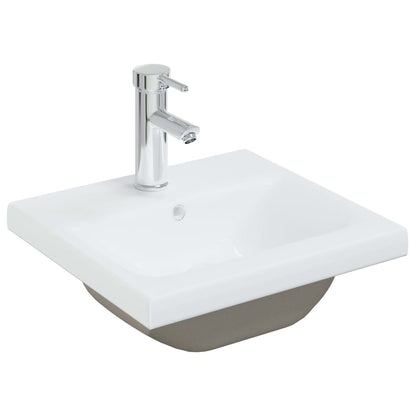 Built-in Basin with Faucet Ceramic White