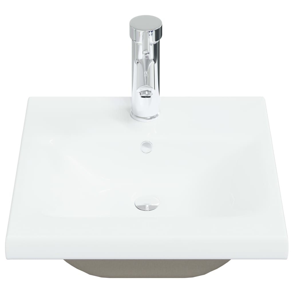 Built-in Basin with Faucet Ceramic White