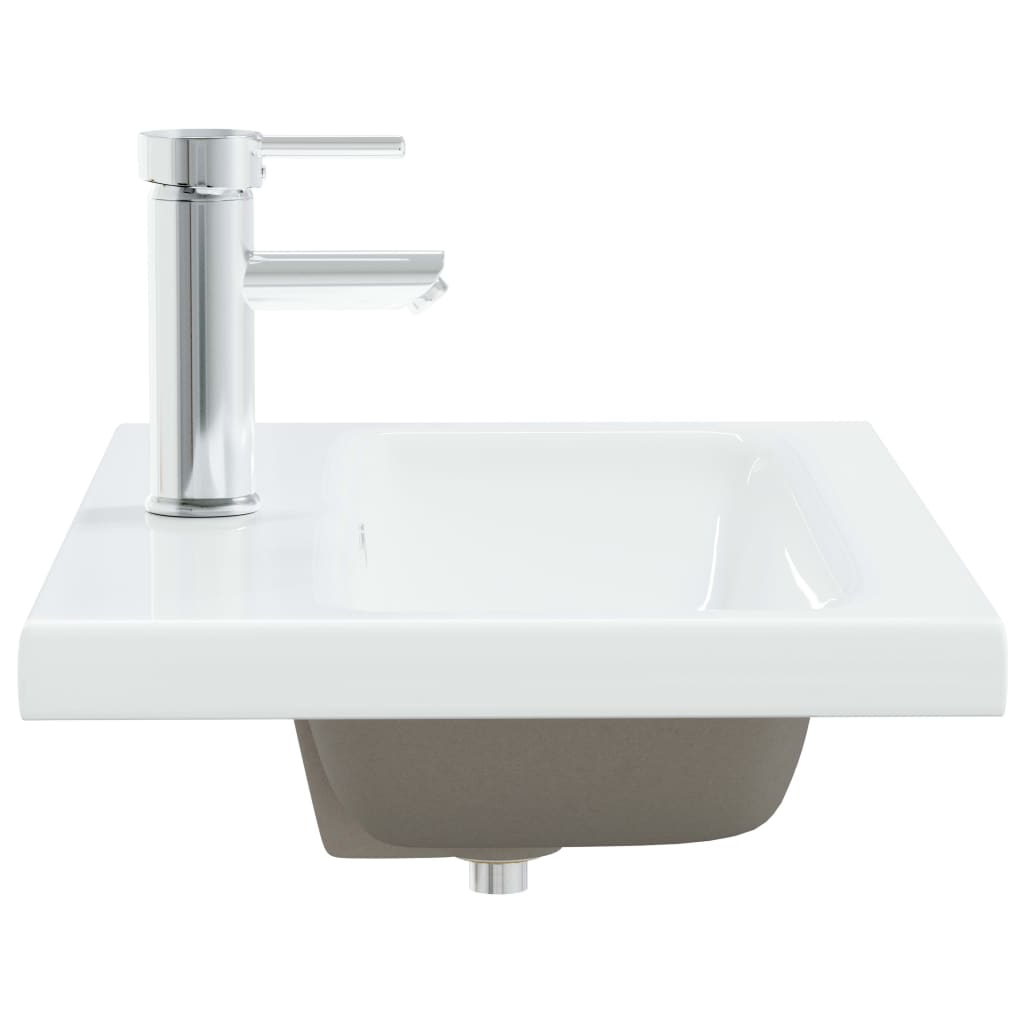 Built-in Basin with Faucet Ceramic White