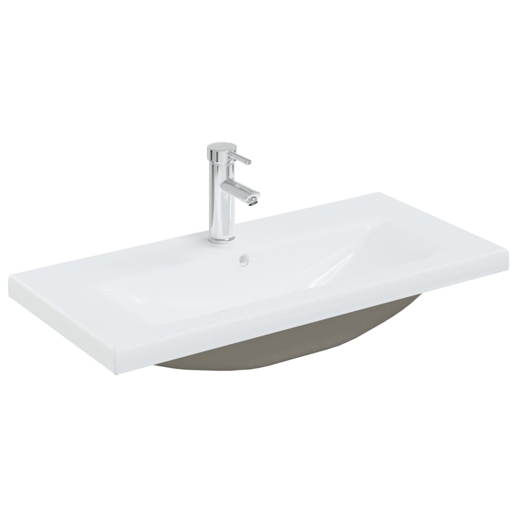 Built-in Basin with Faucet Ceramic White