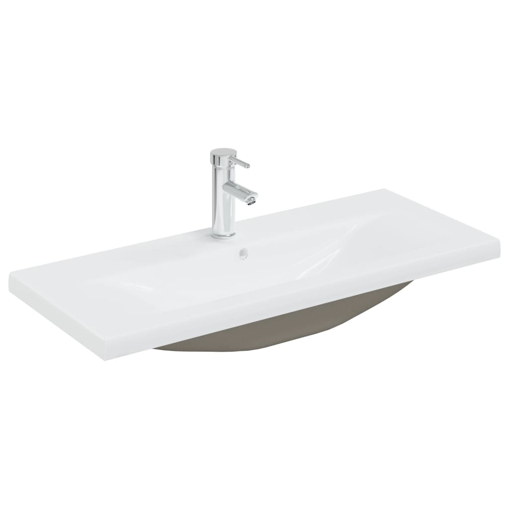 Built-in Basin with Faucet Ceramic White