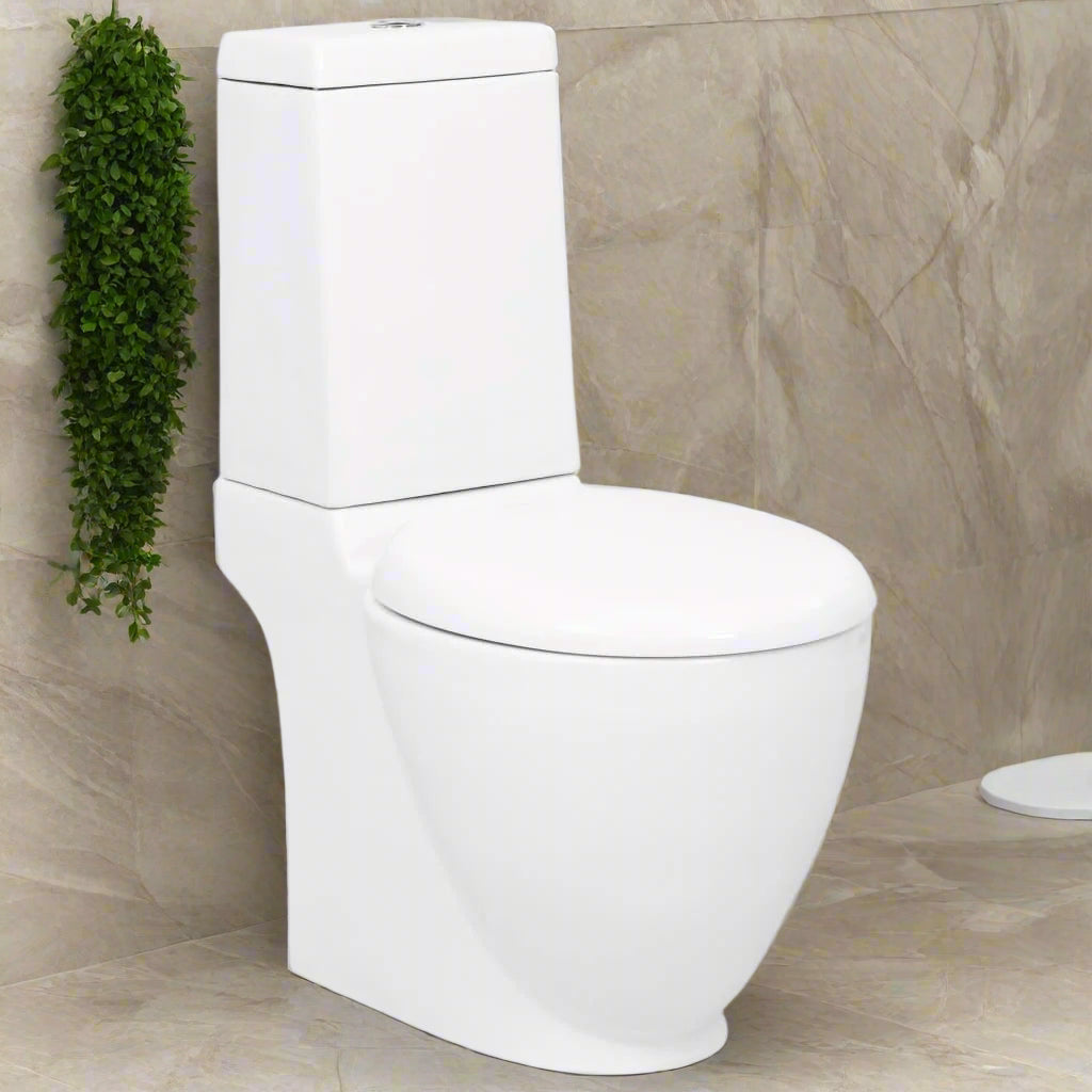 WC Ceramic Toilet Bathroom Round Toilet Bottom Water Flow White