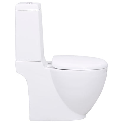 WC Ceramic Toilet Bathroom Round Toilet Bottom Water Flow White