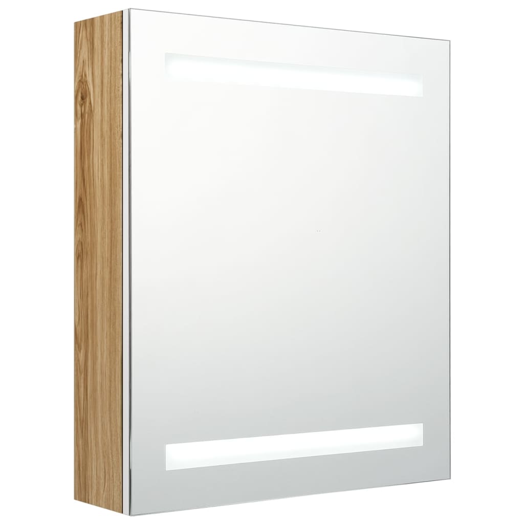 LED Bathroom Mirror Cabinet White and Oak 50x14x60 cm - Bend