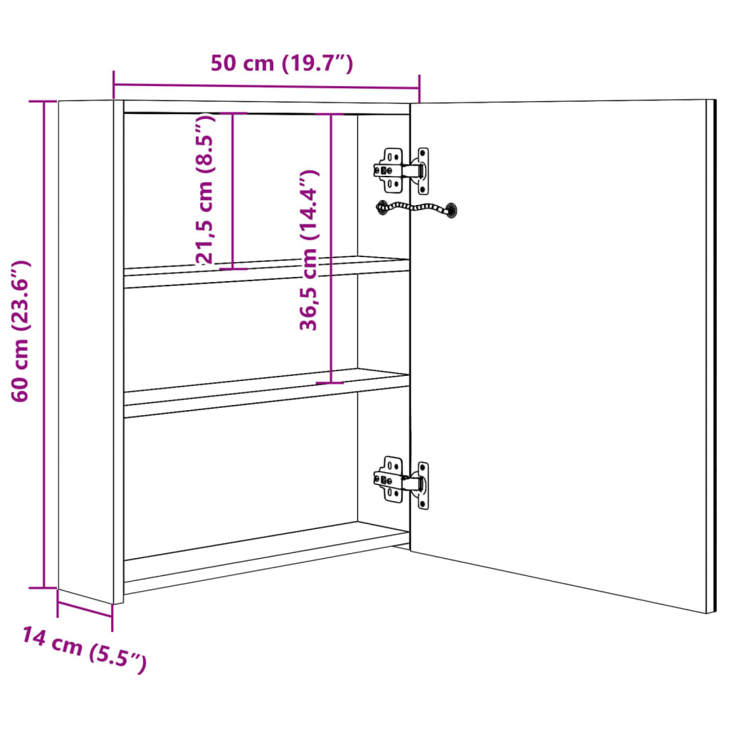 LED Bathroom Mirror Cabinet Shining White 50x14x60 cm - Bend