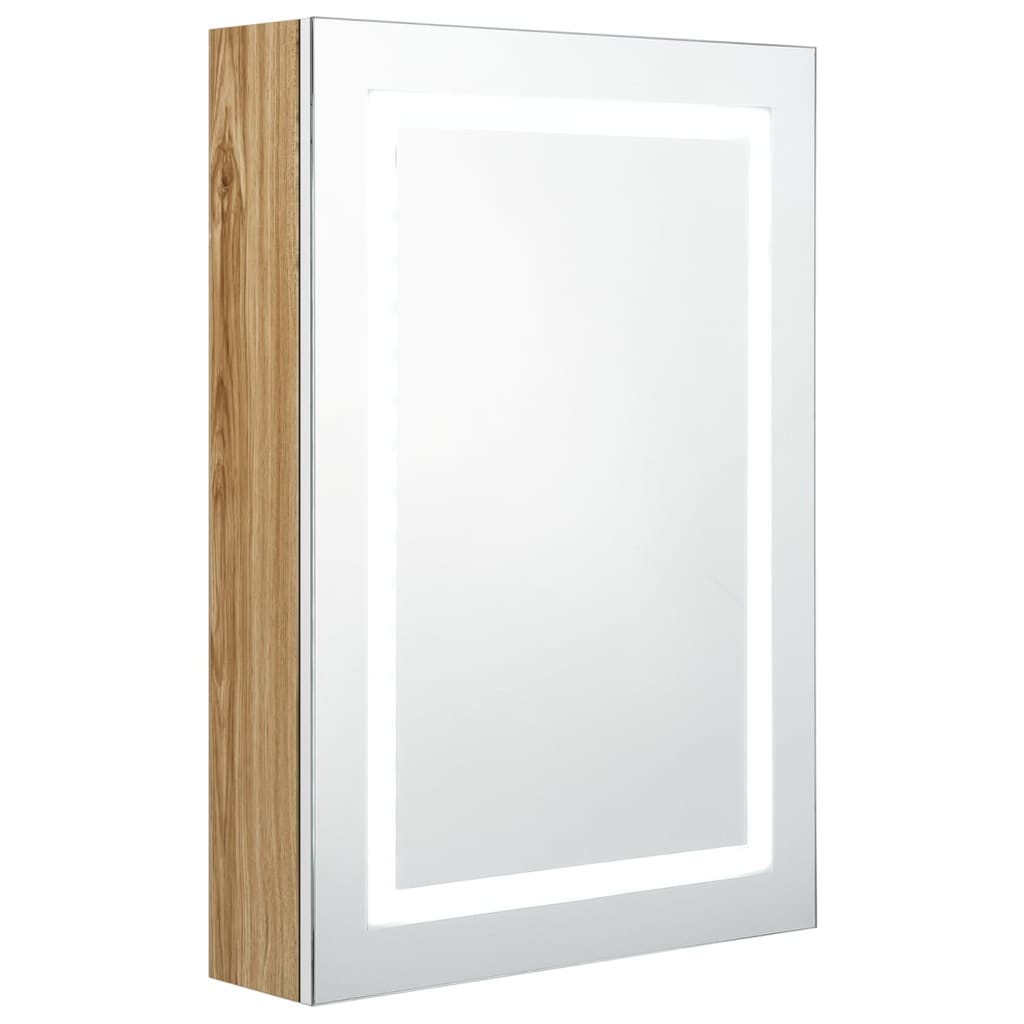 LED Bathroom Mirror Cabinet White and Oak 50x13x70 cm - Bend