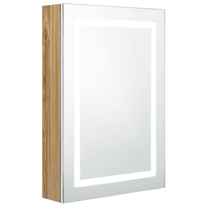 LED Bathroom Mirror Cabinet White and Oak 50x13x70 cm - Bend