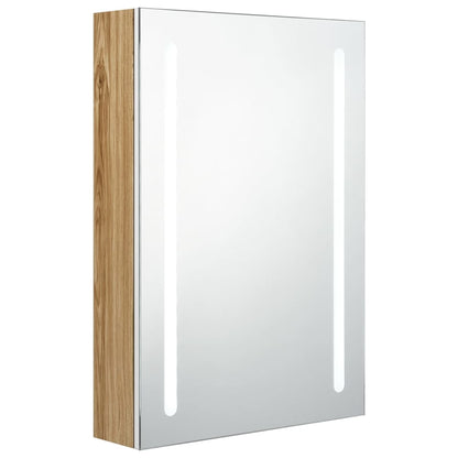 LED Bathroom Mirror Cabinet White and Oak 50x13x70 cm - Bend