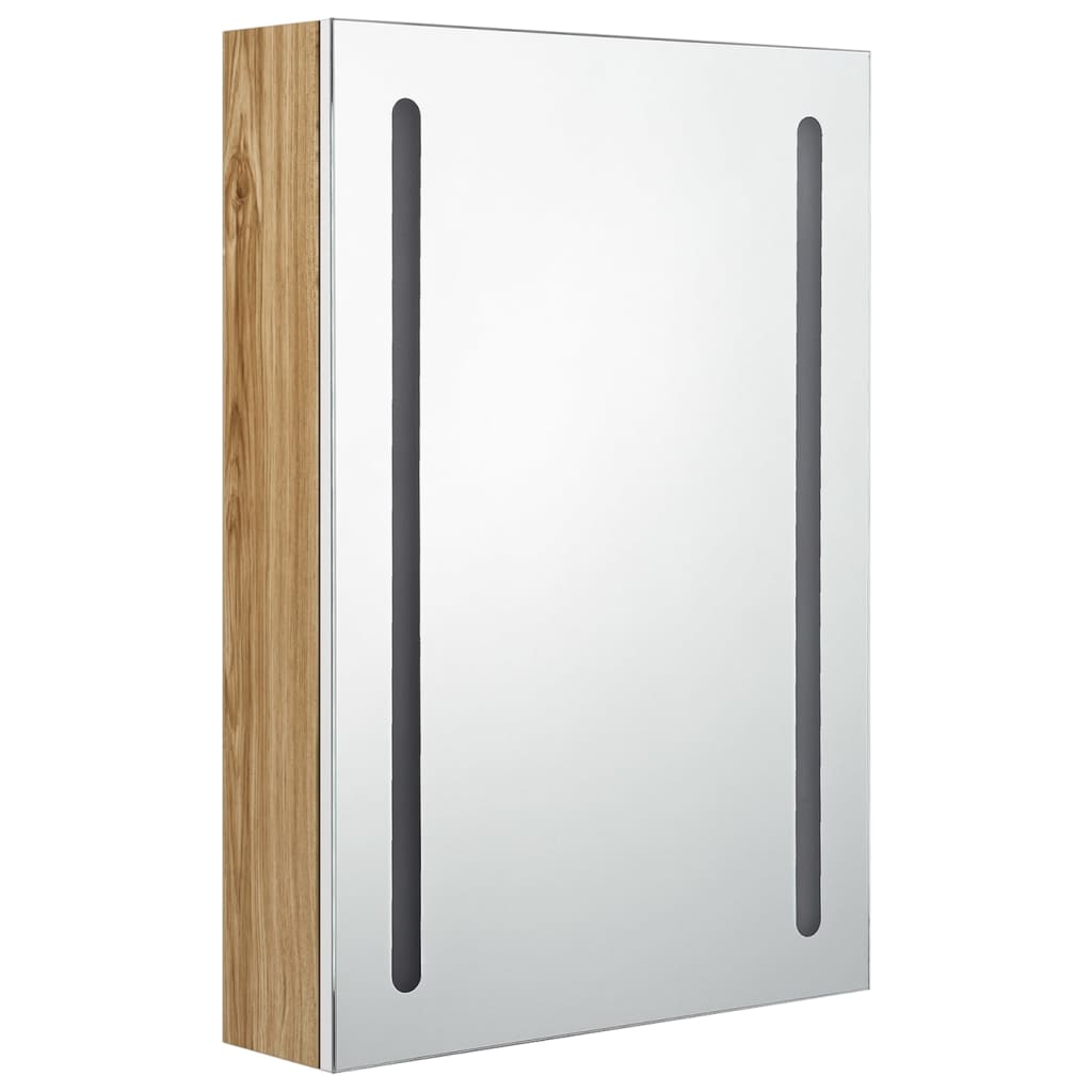 LED Bathroom Mirror Cabinet White and Oak 50x13x70 cm - Bend