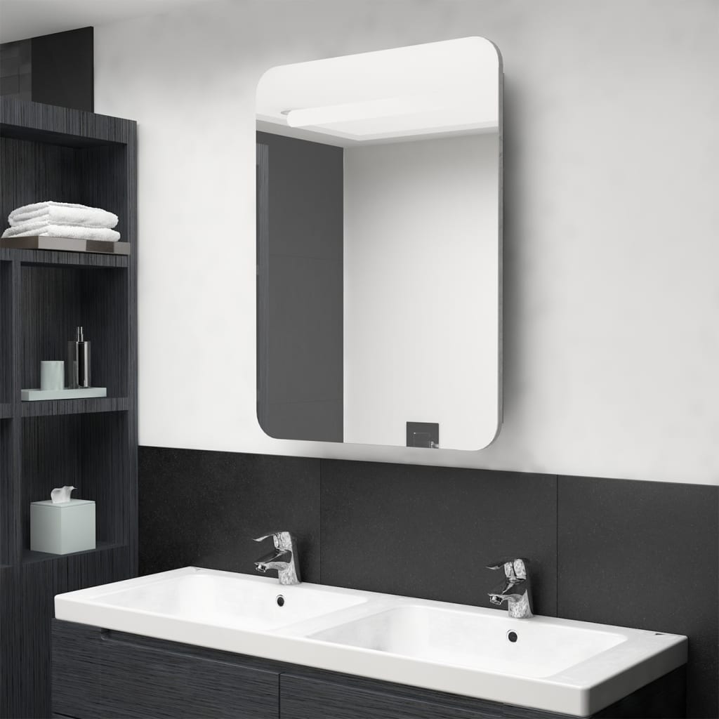 LED Bathroom Mirror Cabinet Concrete Grey 60x11x80 cm