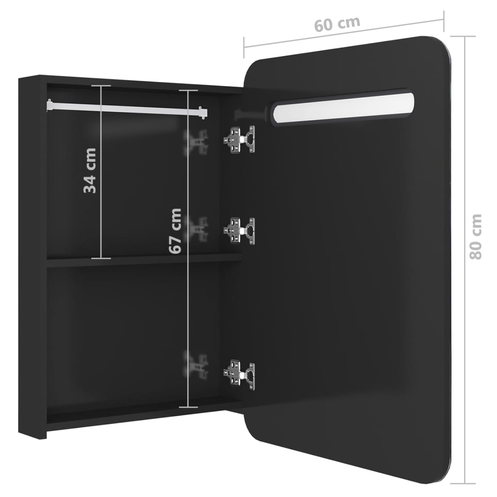 LED Bathroom Mirror Cabinet Shining Black 60x11x80 cm - Bend