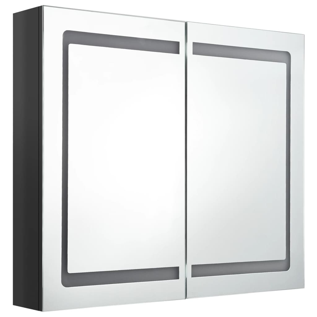 LED Bathroom Mirror Cabinet Shining Black 80x12x68 cm