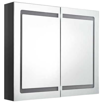 LED Bathroom Mirror Cabinet Shining Black 80x12x68 cm