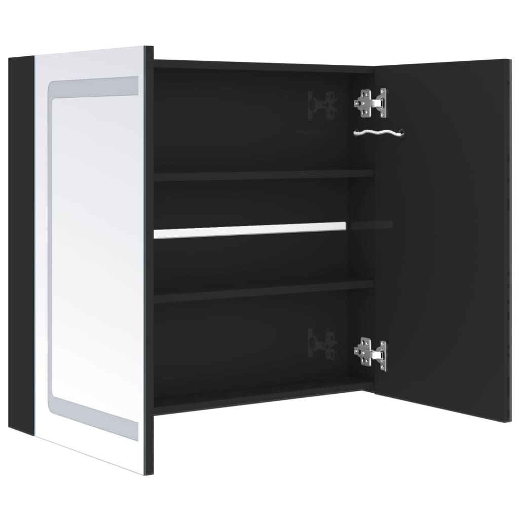 LED Bathroom Mirror Cabinet Shining Black 80x12x68 cm