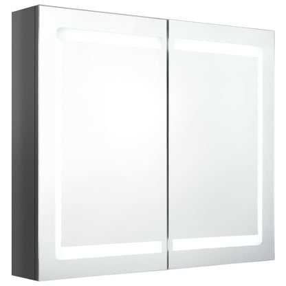 LED Bathroom Mirror Cabinet Shining Grey 80x12x68 cm - Bend