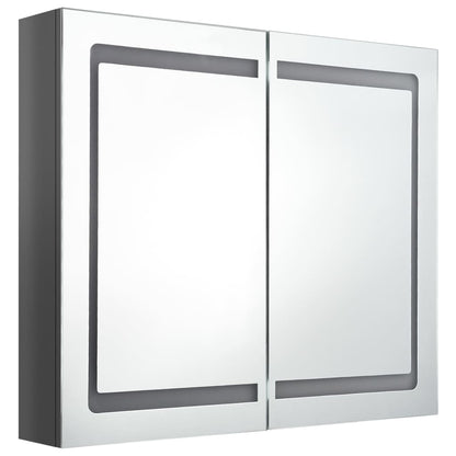 LED Bathroom Mirror Cabinet Shining Grey 80x12x68 cm - Bend