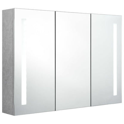 LED Bathroom Mirror Cabinet Concrete Grey 89x14x62 cm - Bend