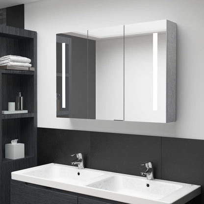 LED Bathroom Mirror Cabinet Concrete Grey 89x14x62 cm - Bend