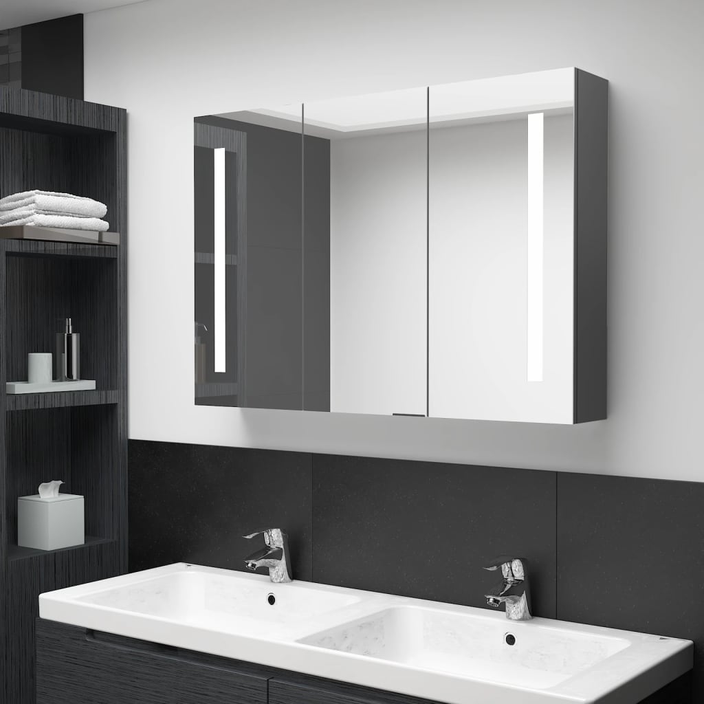 LED Bathroom Mirror Cabinet 89x14x62 cm Grey - Bend