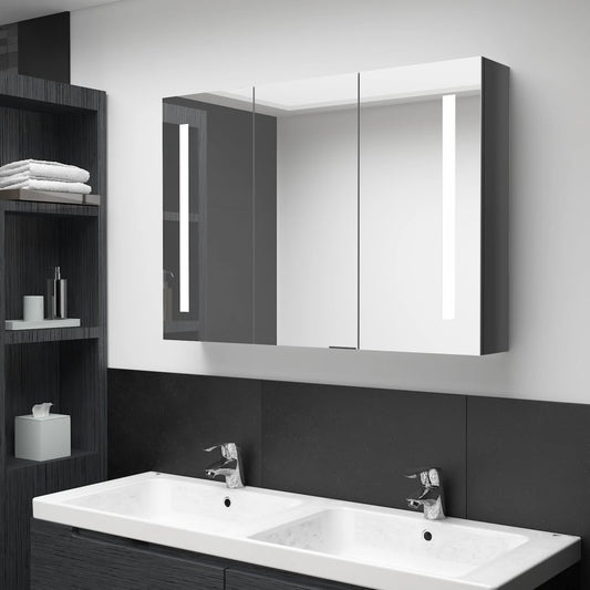 LED Bathroom Mirror Cabinet 89x14x62 cm Shining Grey - Bend