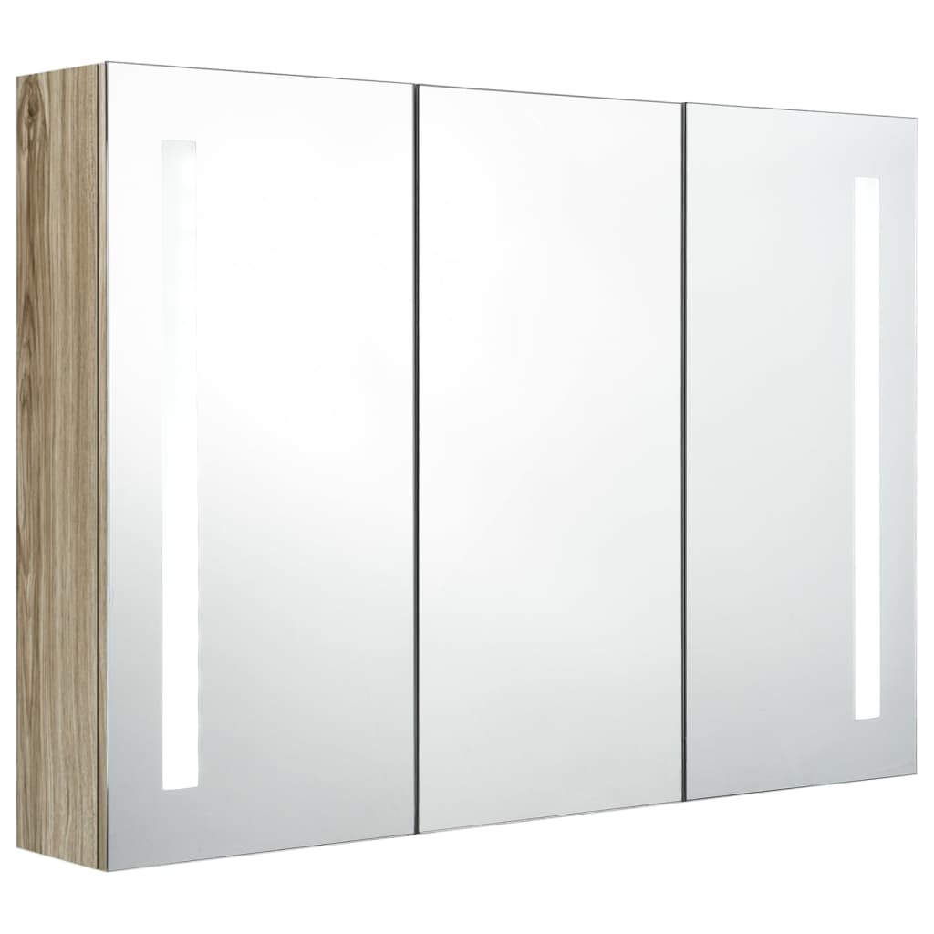 LED Bathroom Mirror Cabinet 89x14x62 cm Oak - Bend