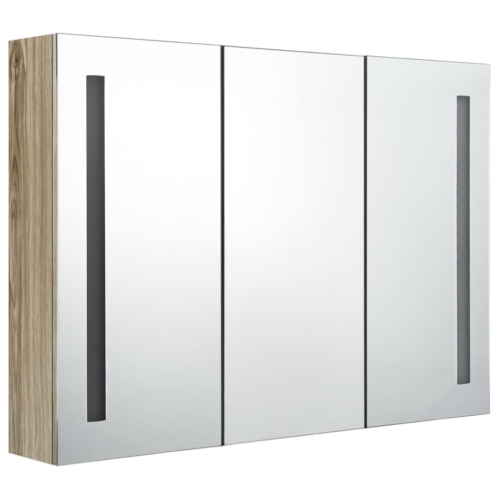 LED Bathroom Mirror Cabinet 89x14x62 cm Oak - Bend