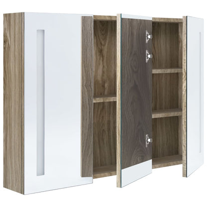 LED Bathroom Mirror Cabinet 89x14x62 cm Oak - Bend