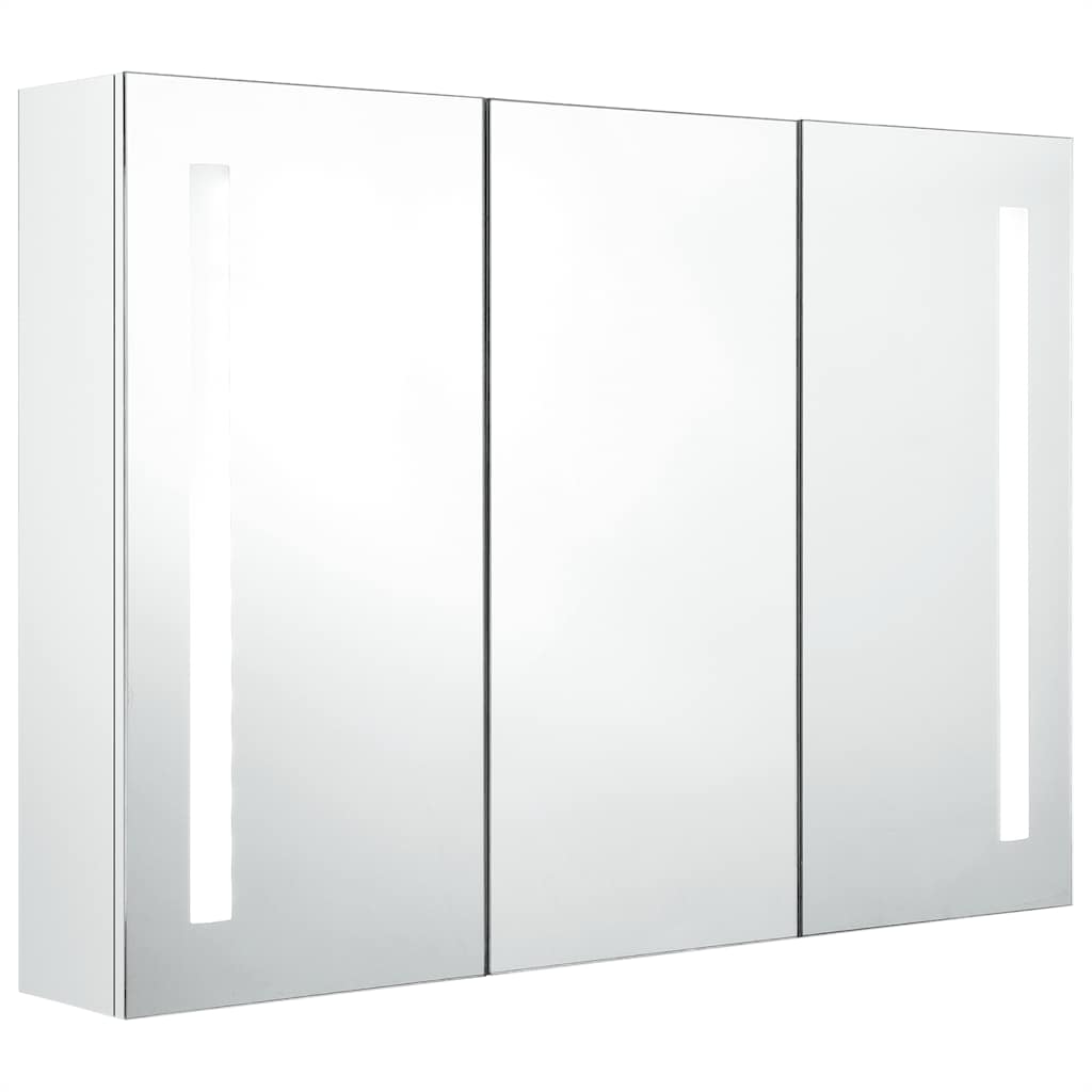 LED Bathroom Mirror Cabinet 89x14x62 cm Shining White