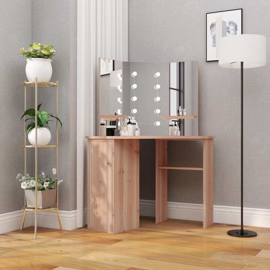 Corner Dressing Table with LED Oak 111x54x141.5 cm - Bend