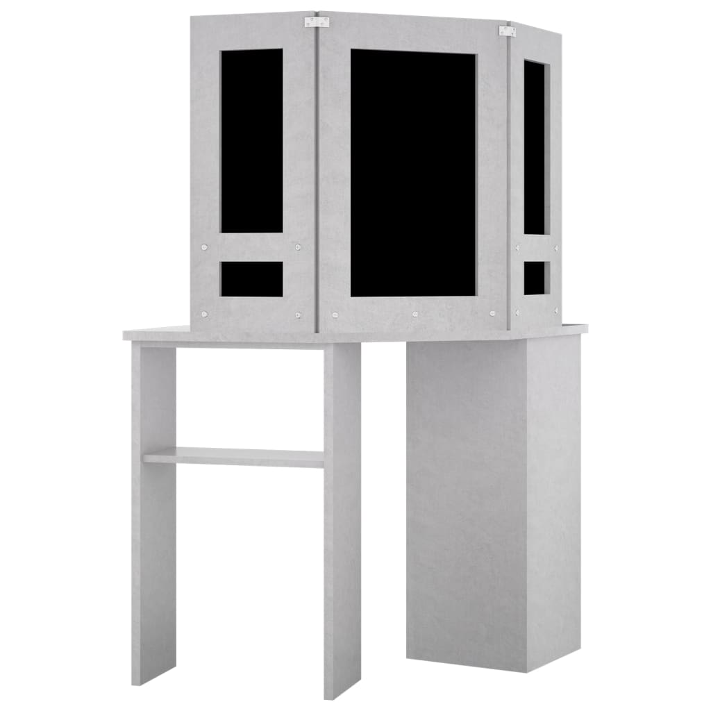 Corner Dressing Table with LED Concrete Grey 111x54x141.5 cm - Bend