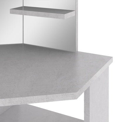 Corner Dressing Table with LED Concrete Grey 111x54x141.5 cm - Bend