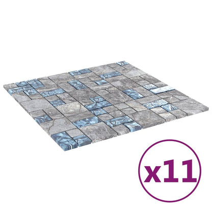 Mosaic Tiles 11 pcs Grey and Blue 30x30 cm Glass - Bend