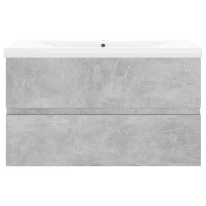 Sink Cabinet with Built-in Basin Concrete Grey Engineered Wood