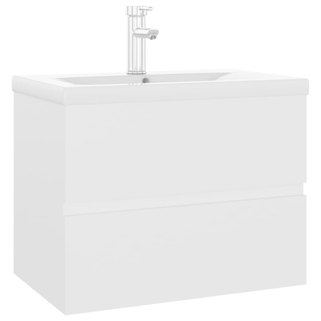 Sink Cabinet with Built-in Basin White Engineered Wood