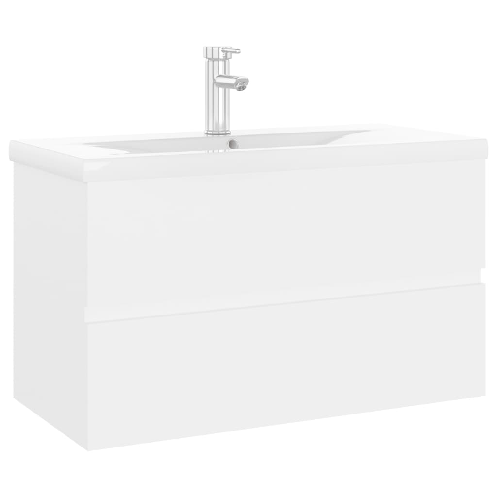 Sink Cabinet with Built-in Basin White Engineered Wood - Bend