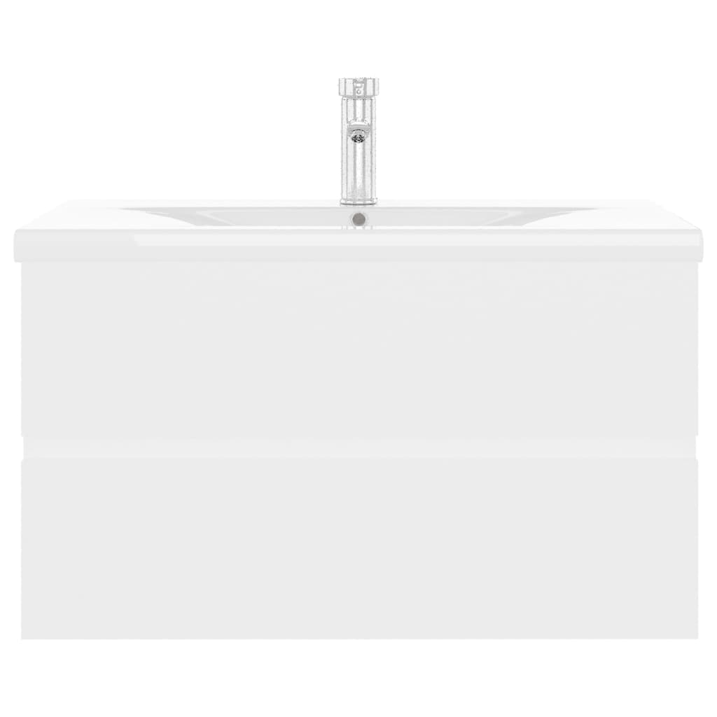 Sink Cabinet with Built-in Basin White Engineered Wood - Bend