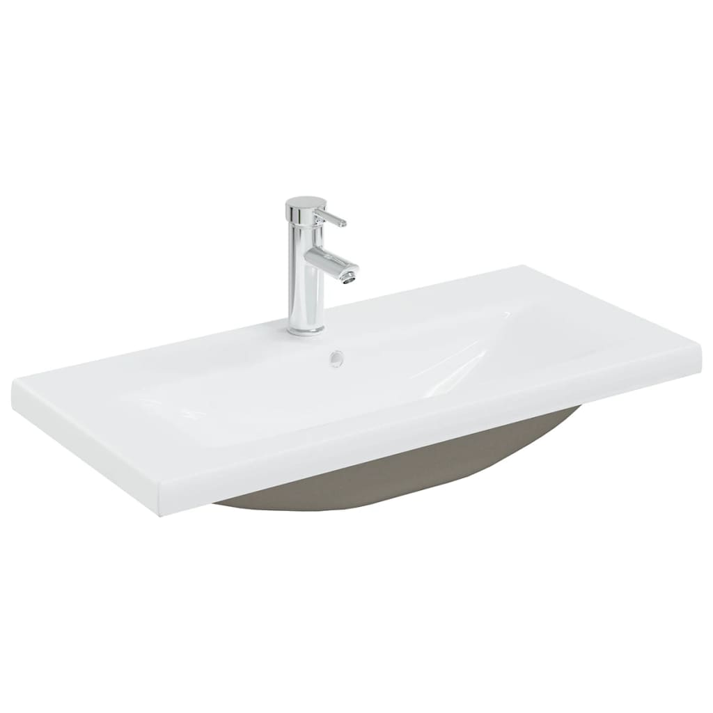 Sink Cabinet with Built-in Basin White Engineered Wood - Bend