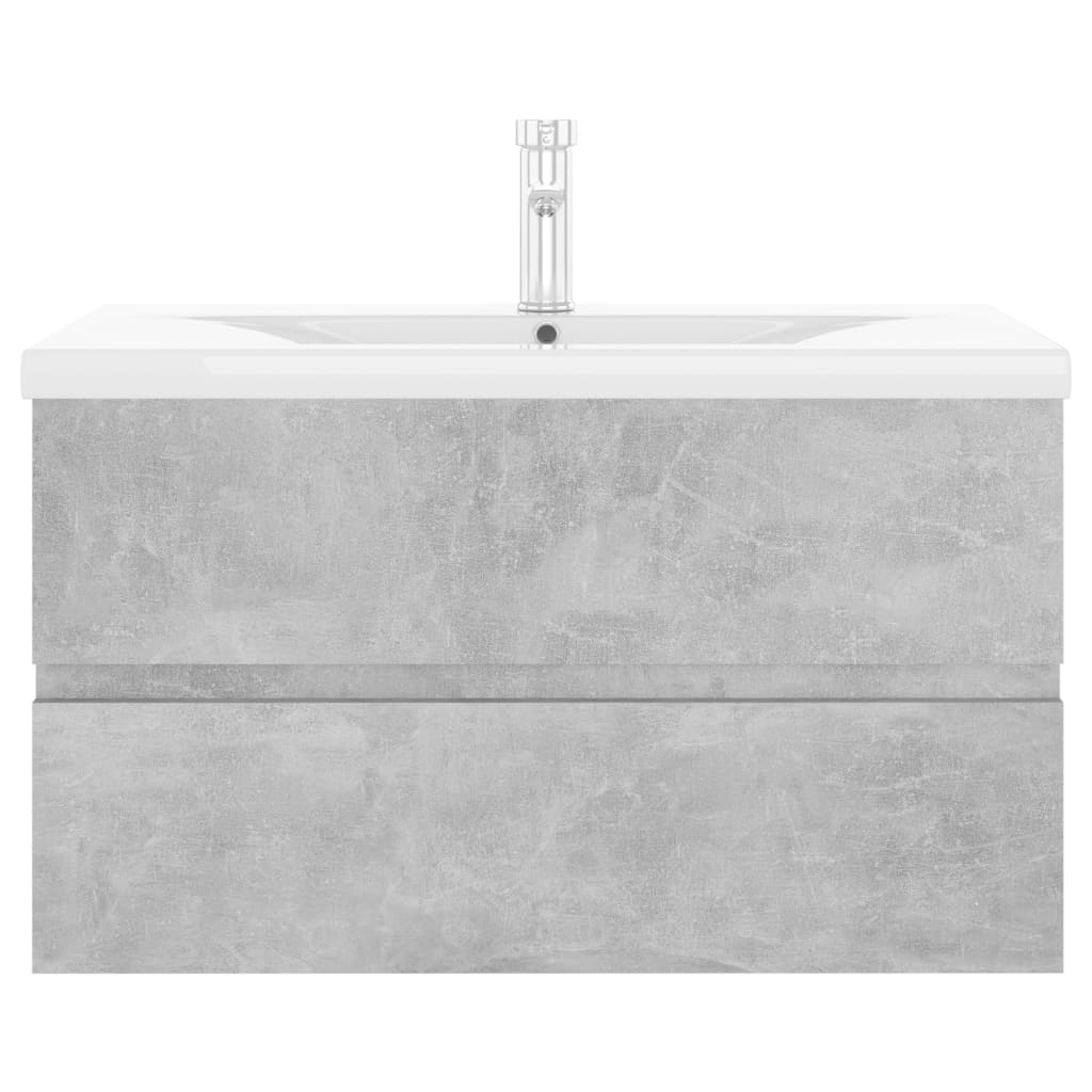 Sink Cabinet with Built-in Basin Concrete Grey Engineered Wood - Bend