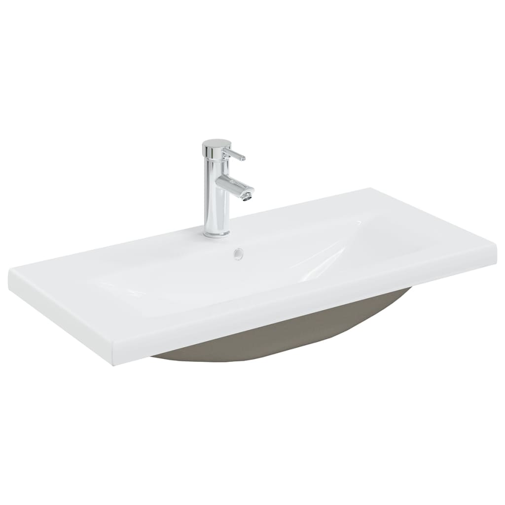 Sink Cabinet with Built-in Basin Concrete Grey Engineered Wood - Bend