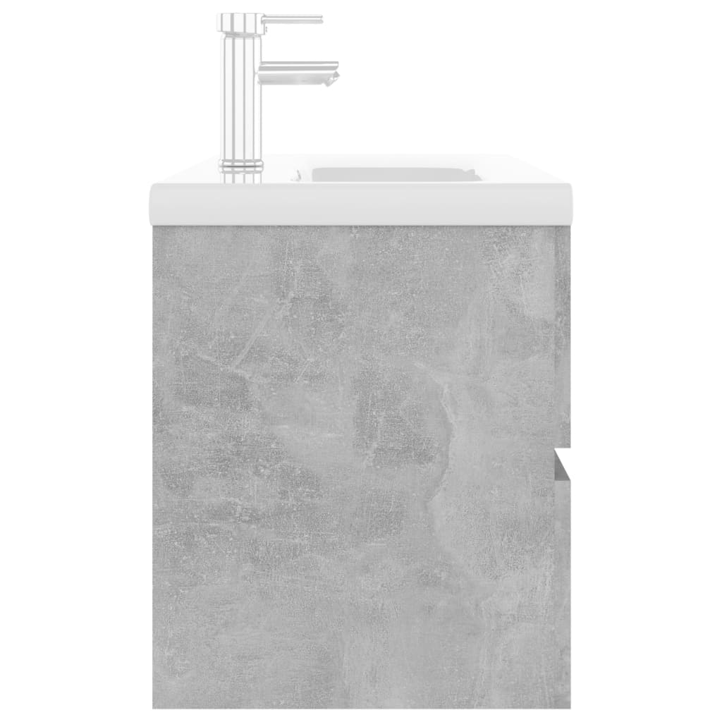 Sink Cabinet with Built-in Basin Concrete Grey Engineered Wood - Bend