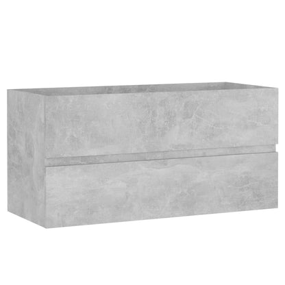 Sink Cabinet with Built-in Basin Concrete Grey Engineered Wood - Bend