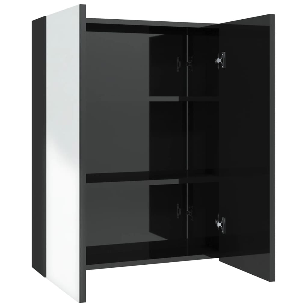 Bathroom Mirror Cabinet 60x15x75 cm MDF Shining Black - Bend