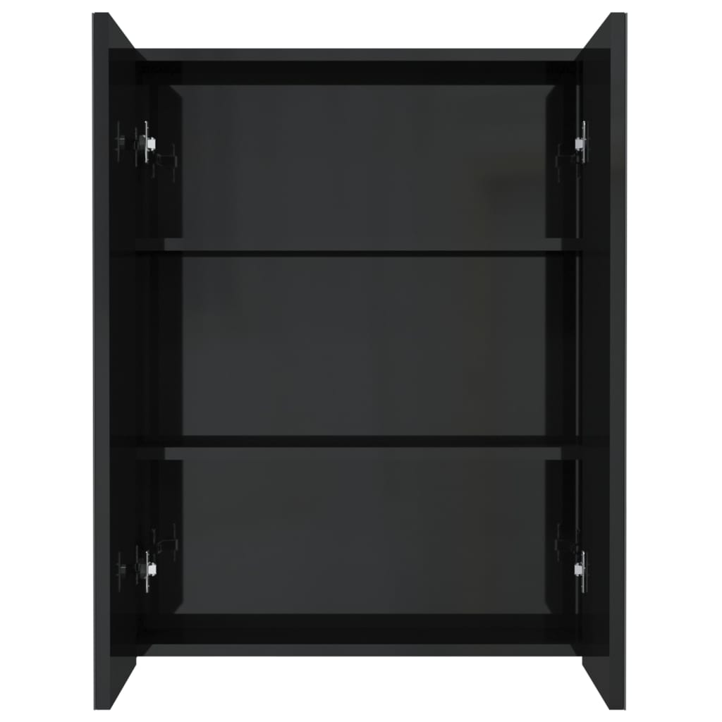 Bathroom Mirror Cabinet 60x15x75 cm MDF Shining Black - Bend